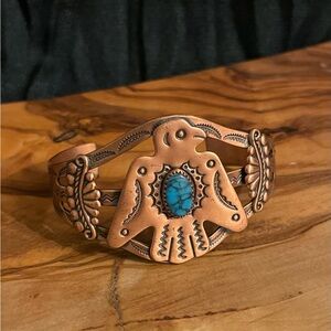 Copper and Turquoise Thunderbird Bracelet